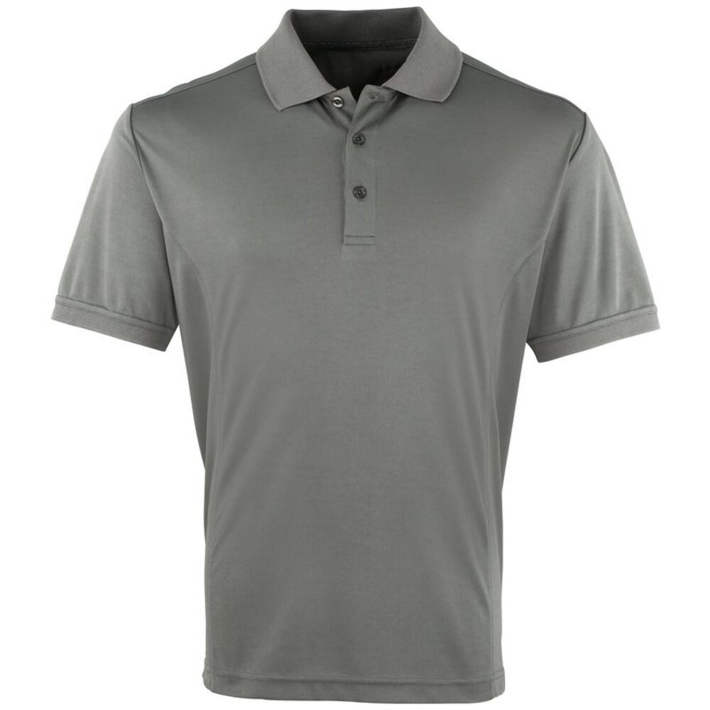 Premier Mens Coolchecker Pique Short Sleeve Polo T-Shirt / Dark Gray